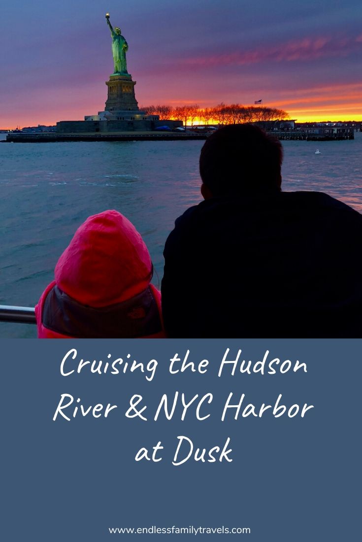Cruising the Hudson River & NYC Harbor at dusk-Endless Family Travels