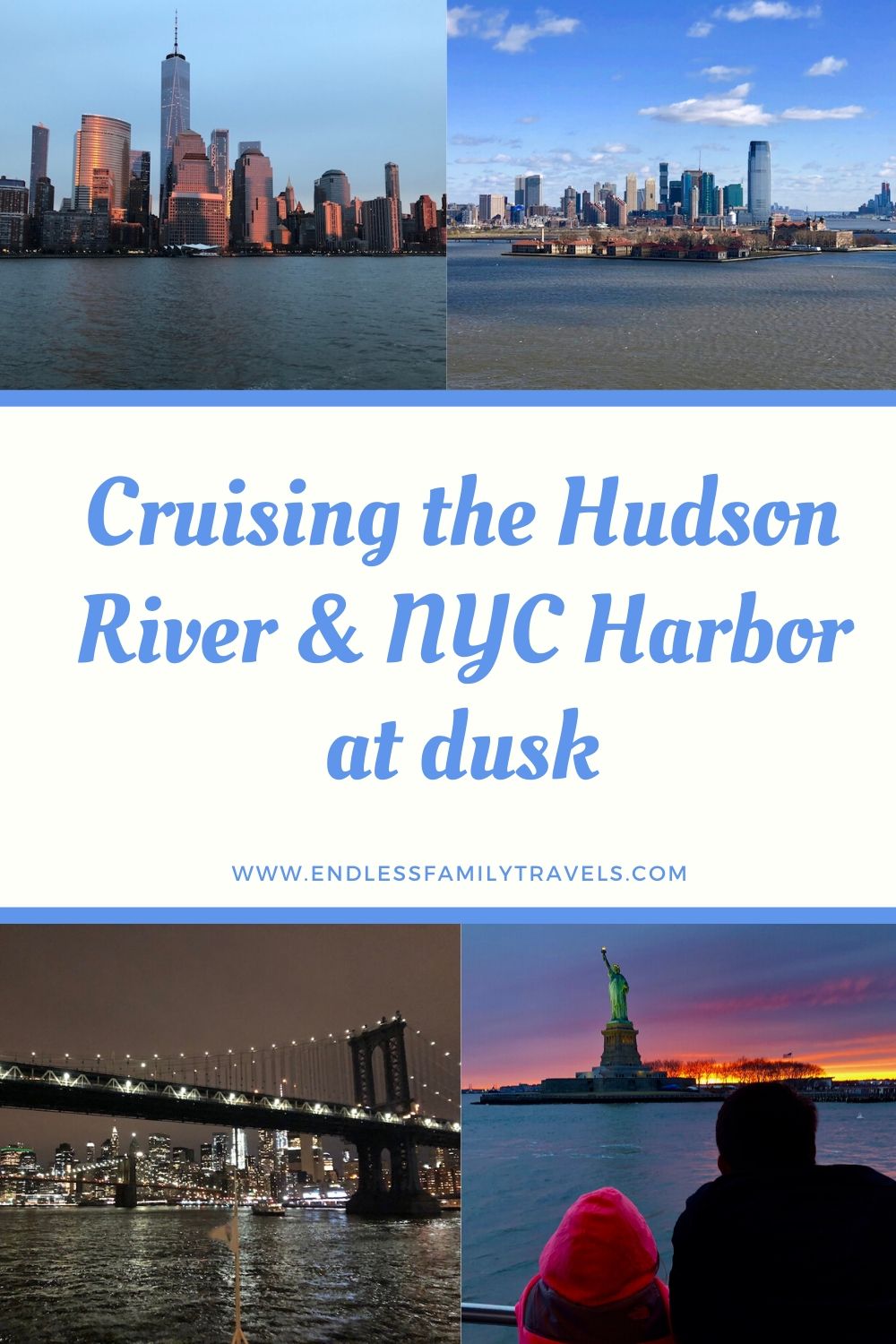 Cruising the Hudson River & NYC Harbor at dusk-Endless Family Travels