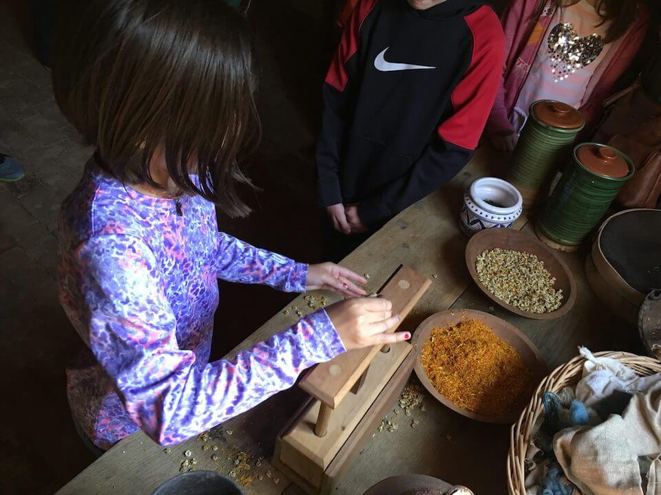 Payton grinding corn - Frontier Culture Museum