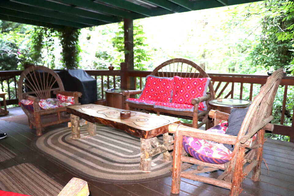 The covered porch at The Lodge