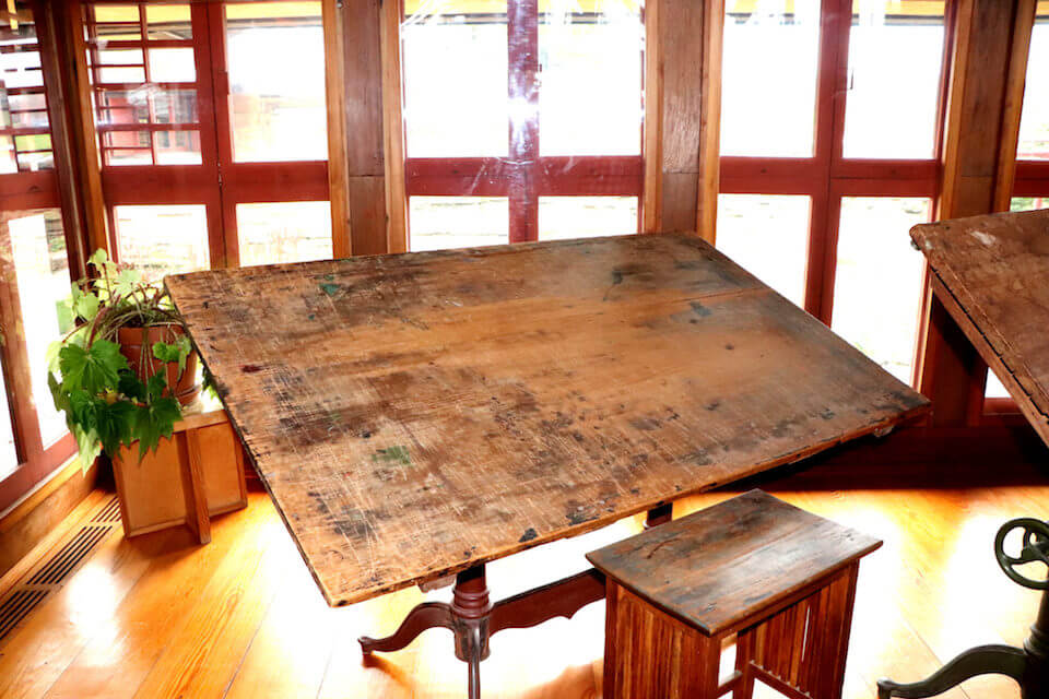 An original drafting table at Taliesin