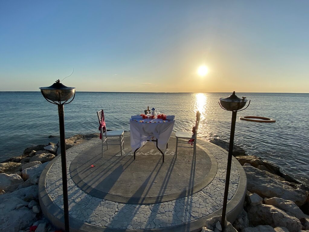 Romantic settings for food at Sandals South Coast