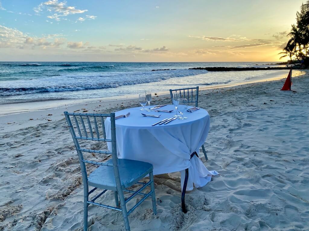 Barbados sunset on the beach