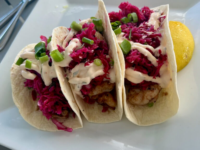 Shrimp Tacos at The Shipyard in Spanish Wells