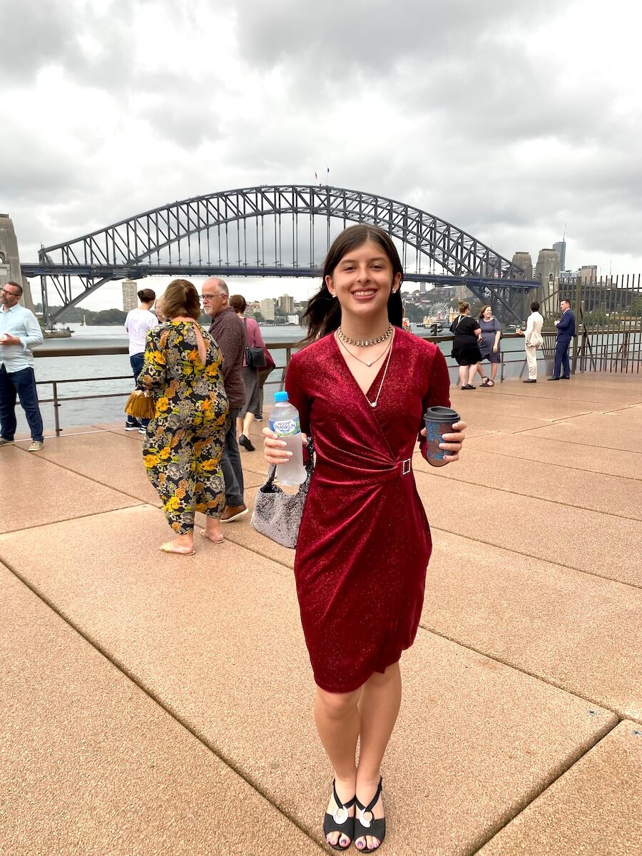 Payton dressed up for show at Sydney Opera House