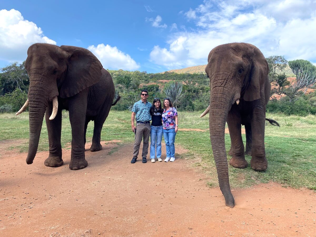 Family portrait with Elephants at The Elephant Sanctuary, Hartbeespoort Dam