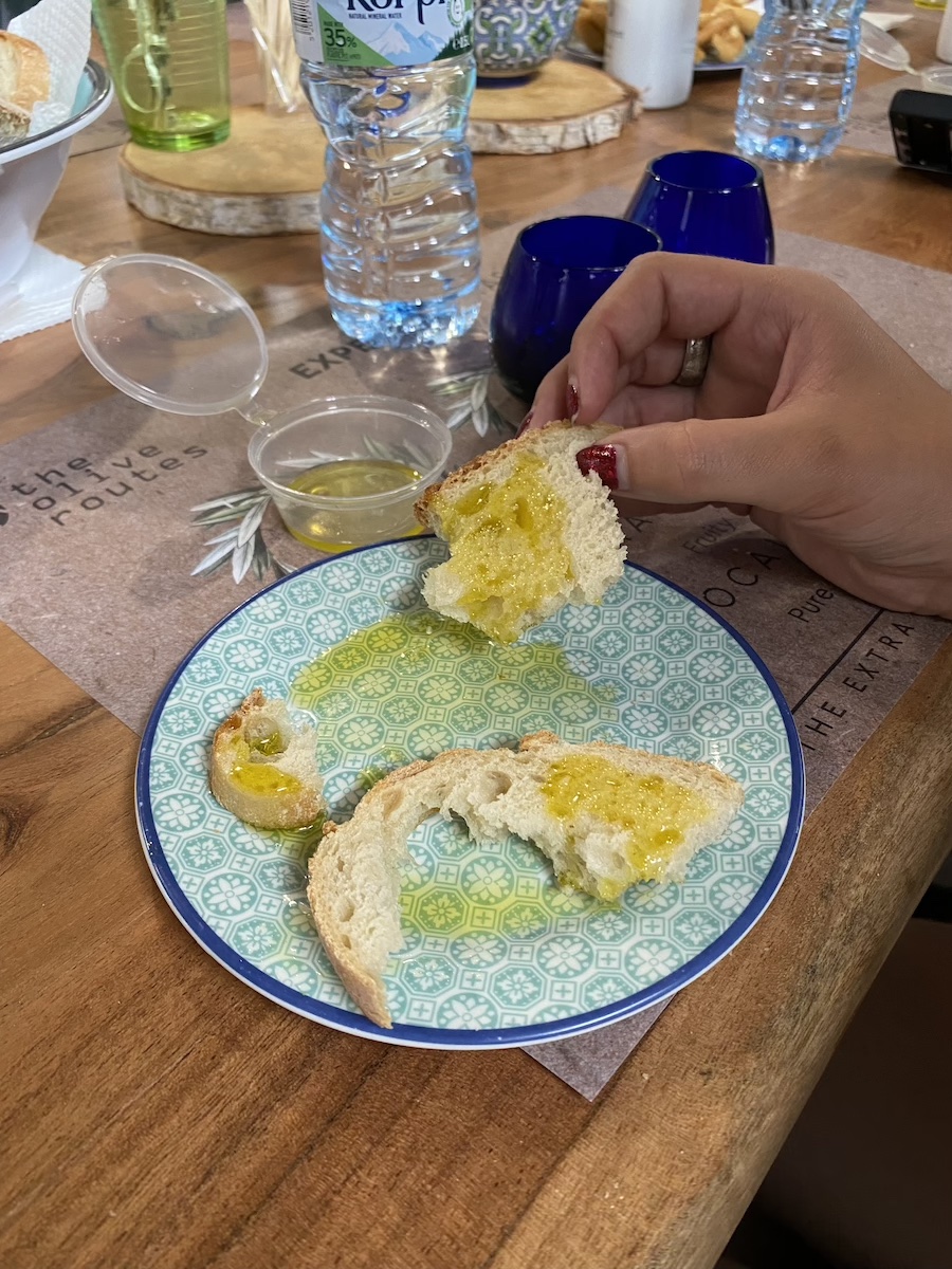 Olive oil on bread