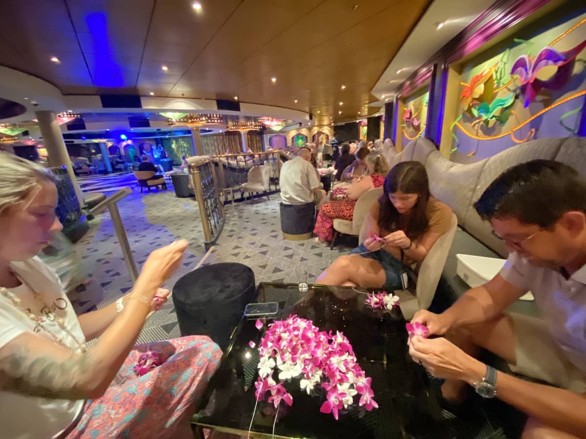 Lei making class on NCL Pride of America