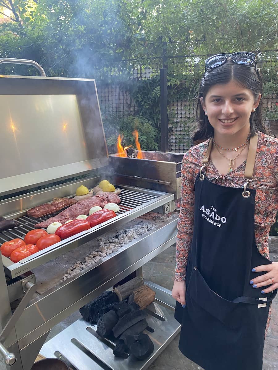 Payton at the grill